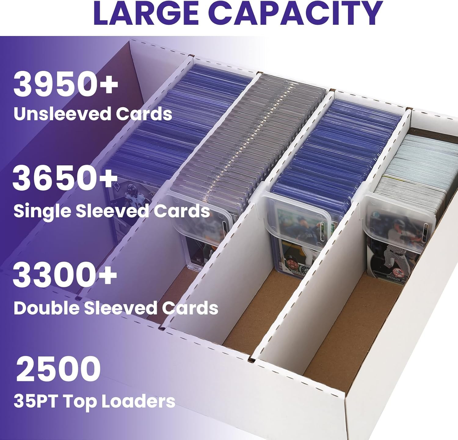 2 PACK Sports Card Box 3940 Count Cardboard Trading Card Storage Box,Bulk Card S