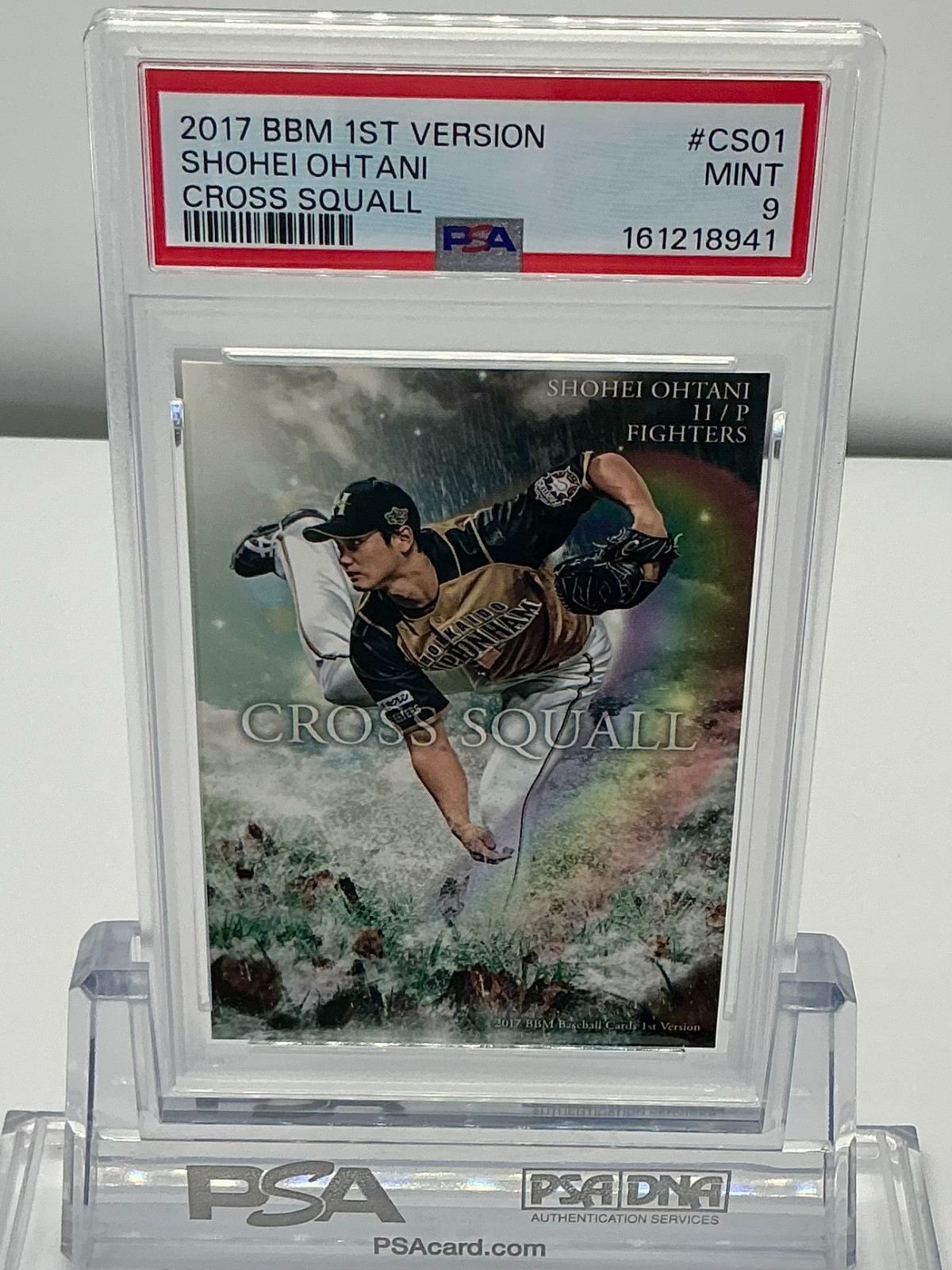 SHOHEI OHTANI 2017BBM 1ST VERSION CROSS SQUALL PITCHING #CS01 PSA9!LOWPOP!(RC)