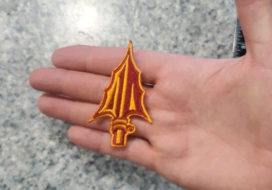 Fsu Spear Patch. Vintage Style Fully Embroidered. Iron On Backing. 3″x 2″ Patch.
