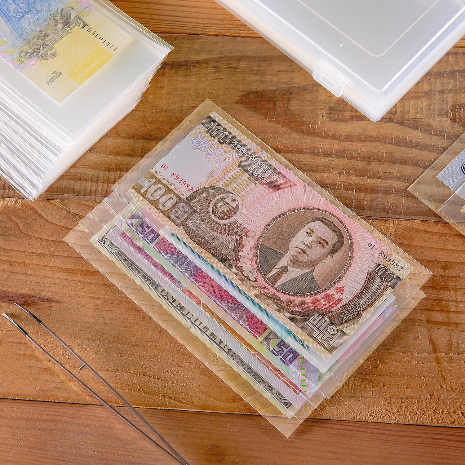 200 Clear OPP Currency Sleeves with Box – Display and Store Your Collectibles