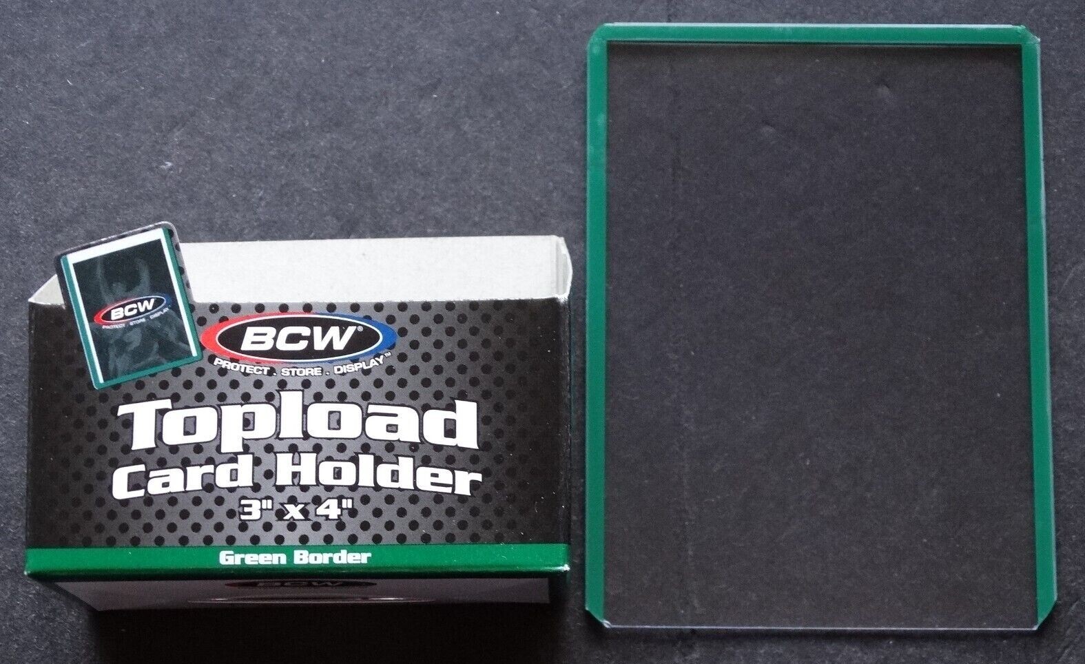 (1 Loose Holders) BCW Green Border Regular 20pt Card Top Loader Card Holder