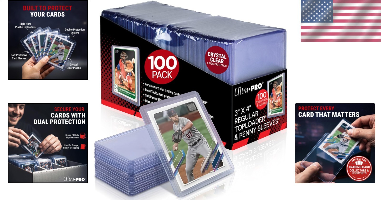 Trading Card Toploaders 3×4 Inch 100 Pack Clear Soft Sleeves Ultimate Protection