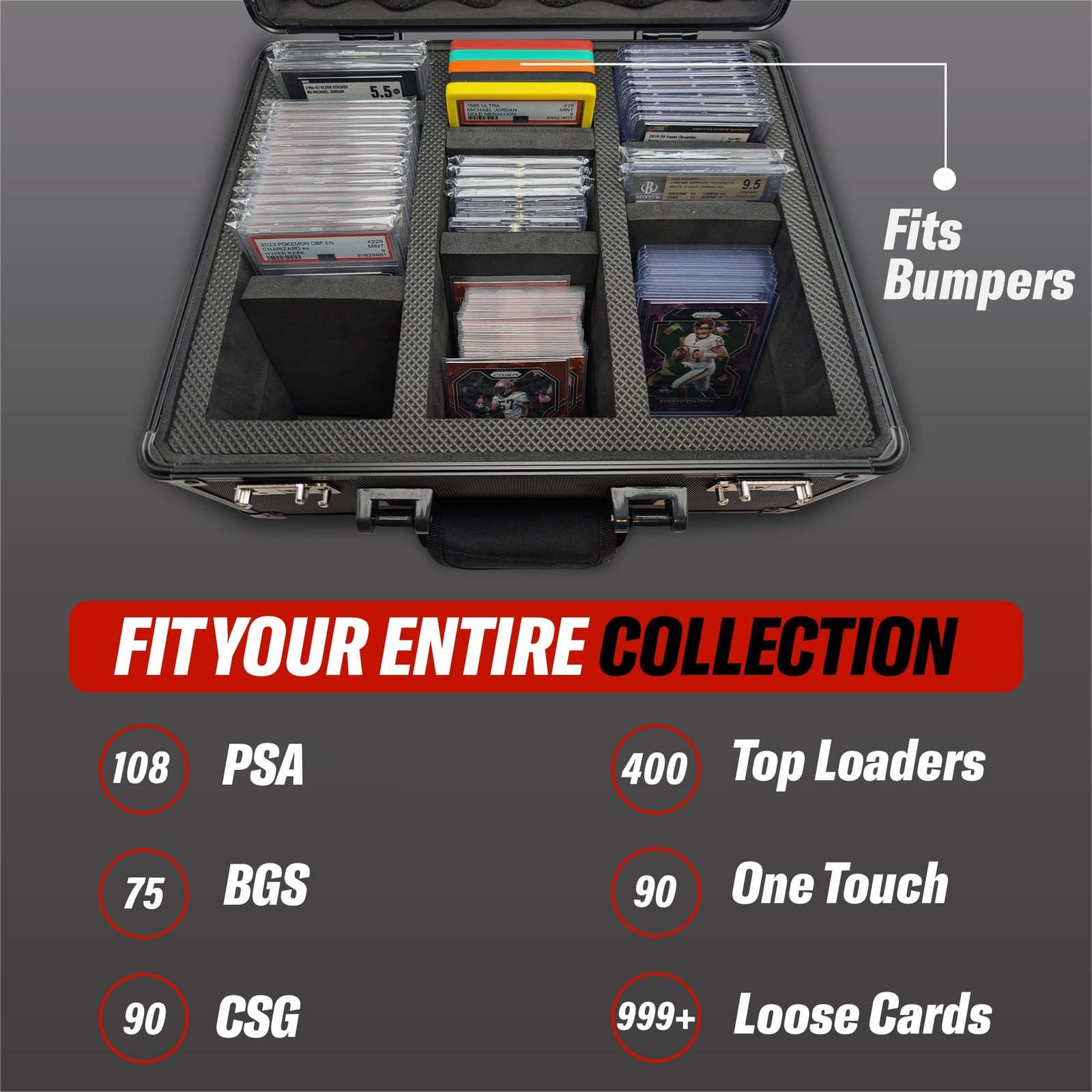 Graded Card Case, 3 Row with Key Lock, PSA Slab Case for Graded Cards, Tradin…