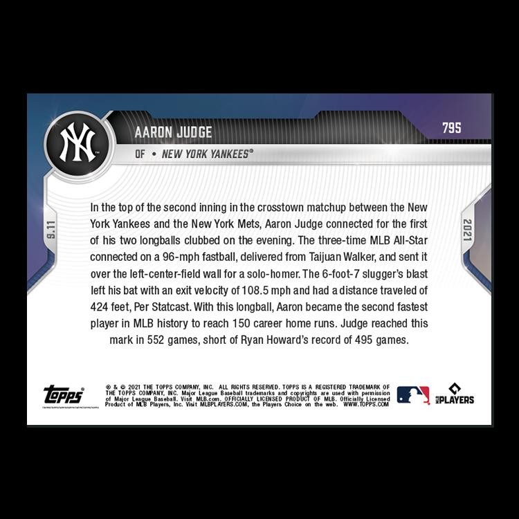 Aaron Judge – 2021 MLB Topps Now Card 795 – Print Run: 1,060 New York Yankees