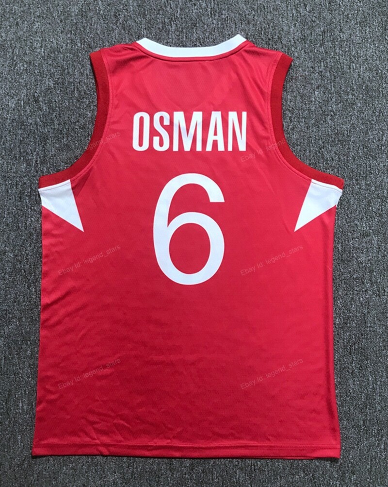 Custom 2019 China Cedi Osman 6 Team Türkiye Turkey Basketball Jersey Printed Red