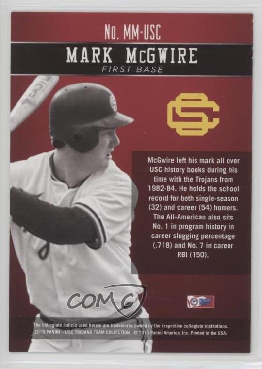 2015 Panini USC Trojans Honors Silver 54/99 Mark McGwire #MM-USC 0h1