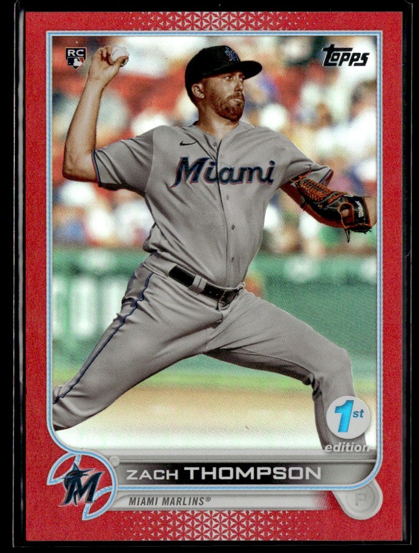 2022 Topps 1st Edition Red Foil Zach Thompson Rookie /50 Marlins #227