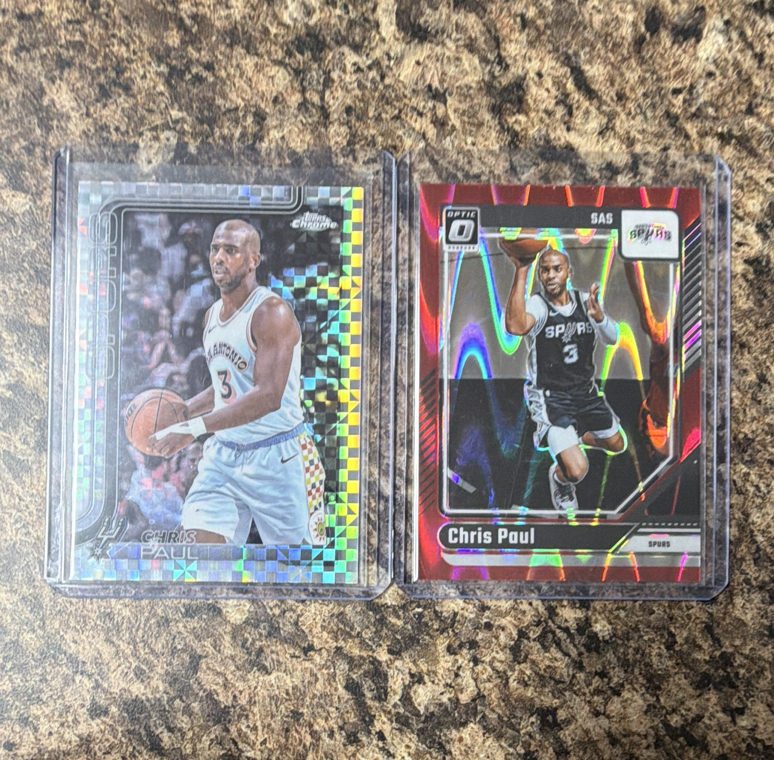 Chris Paul Spurs 2024-25 2-Card Lot Topps Chrome #219, Donruss Optic #134