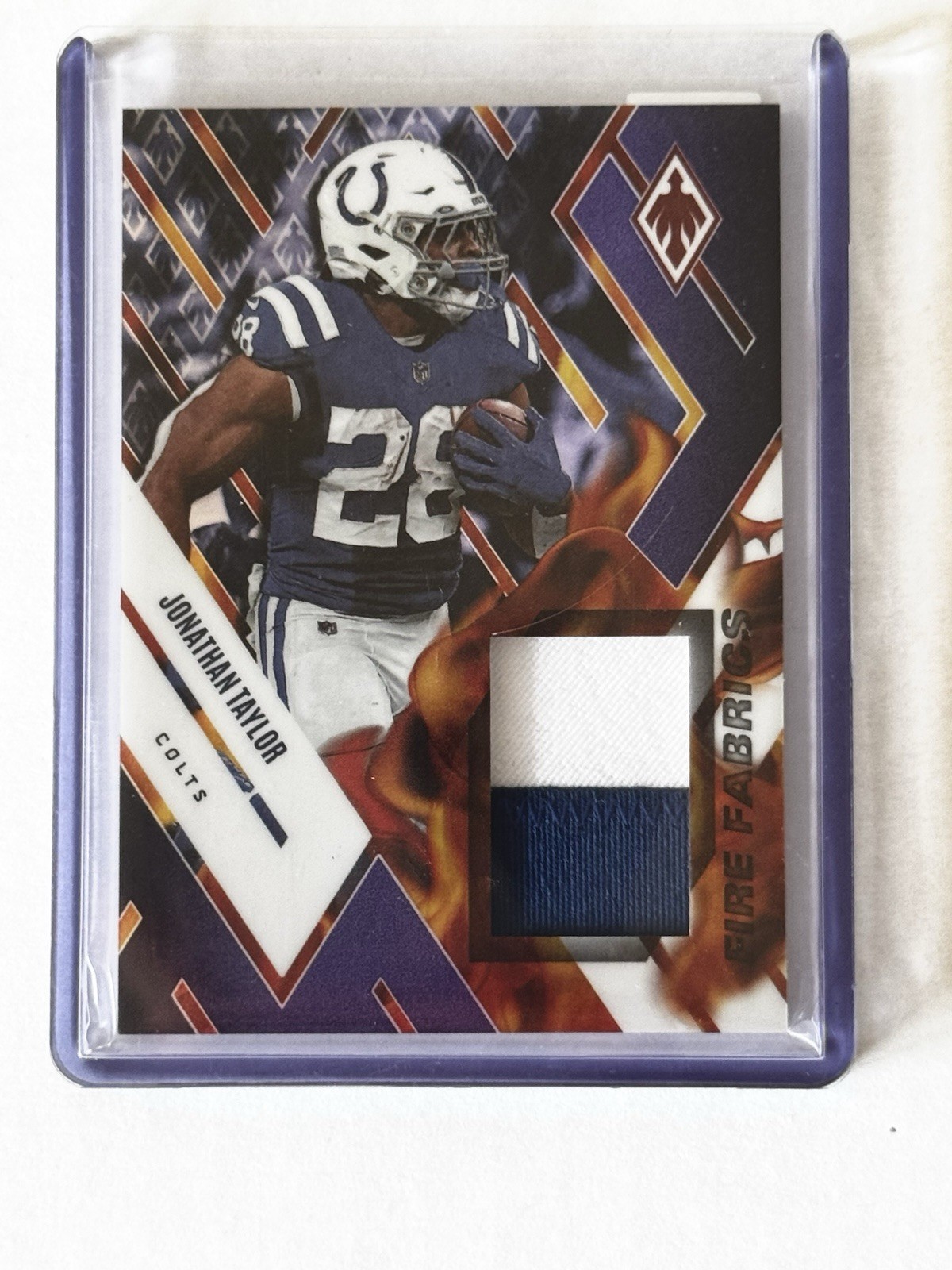 2022 Panini Phoenix – Fire Fabrics Jonathan Taylor #FIRE-6 Purple /50 (MEM)
