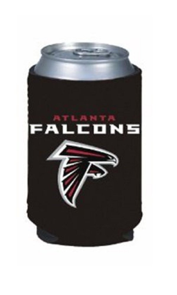 ATLANTA FALCONS BLACK NEOPRENE CAN DRINK COOLER HOLDER WITH TEAM LOGO