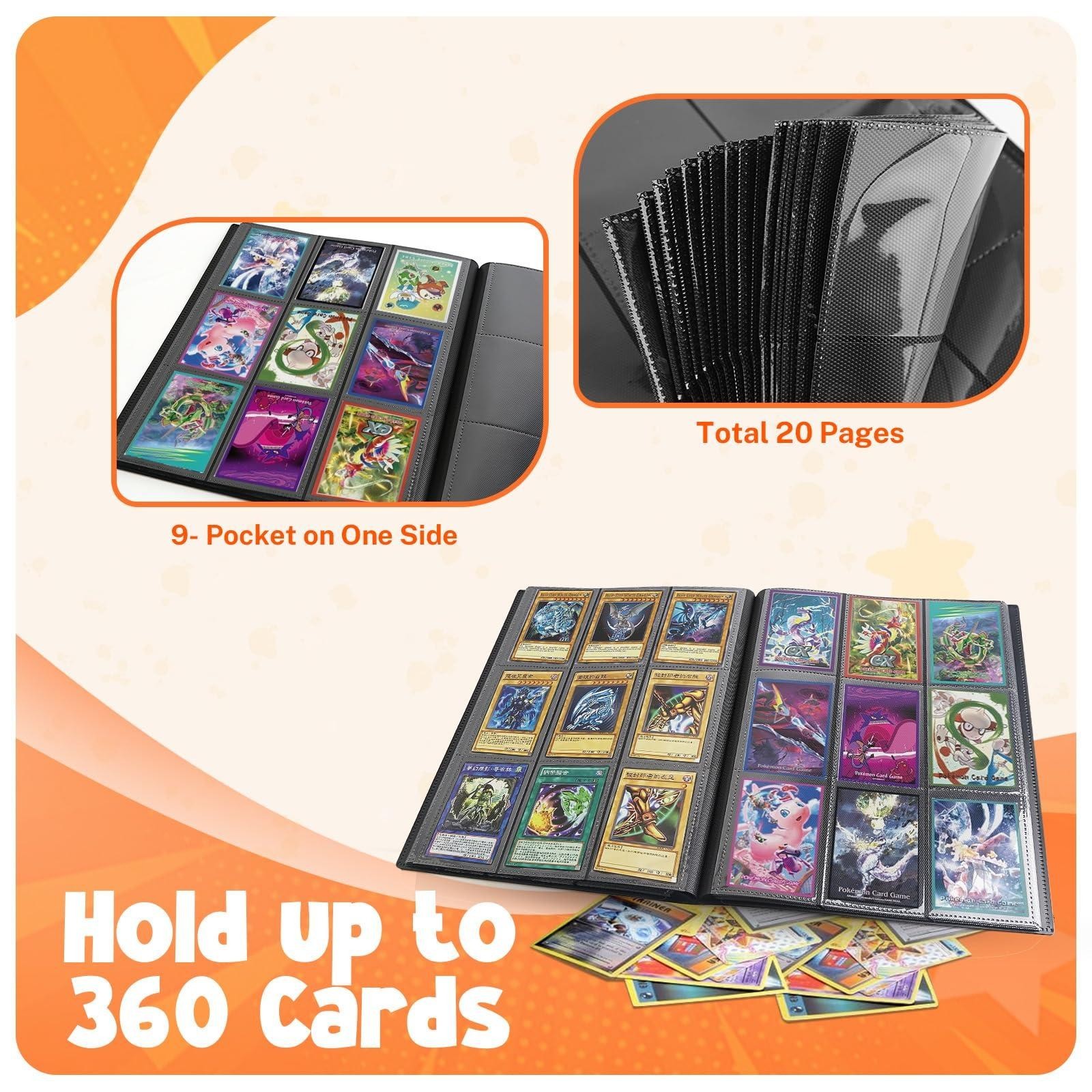 9 Pocket Trading Card Binder – 360 Card Album for MTG TCG Baseball Sports Cards.