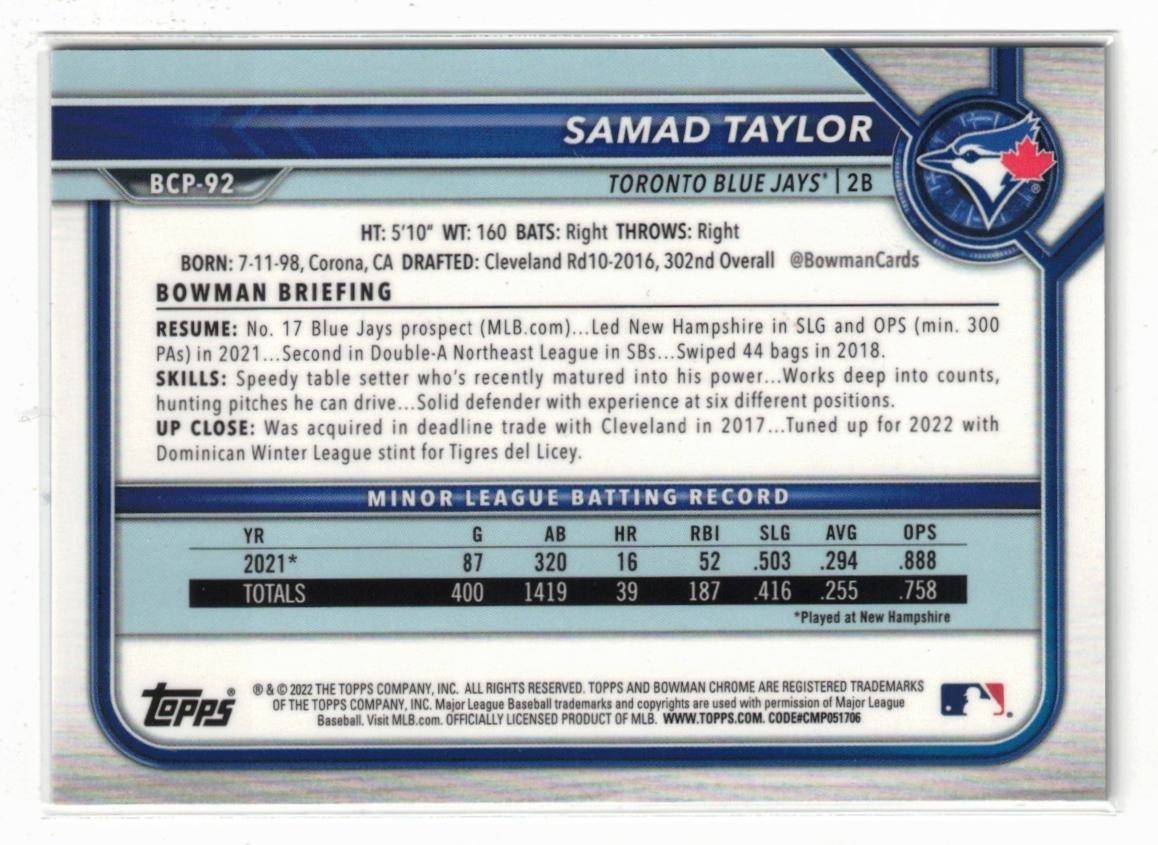 2022 1st Bowman Chrome RED Lava RC Samad Taylor #BCP-92! Padres! Rookie! /5