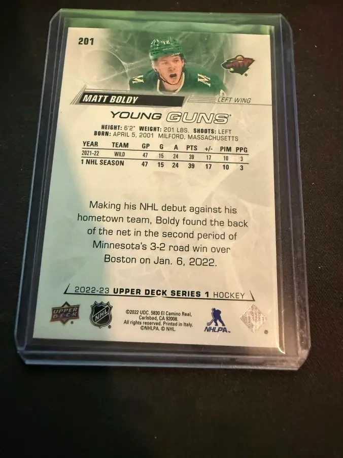 2022-23 Upper Deck Series 1 – Young Guns Matt Boldy #201 (RC)