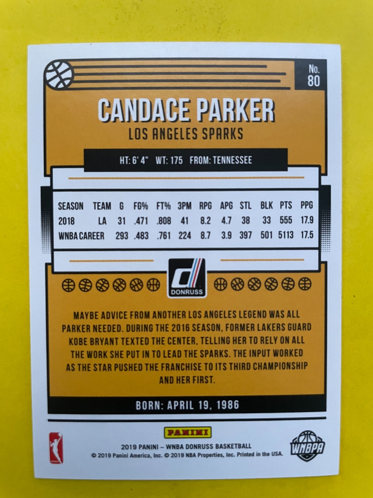 2019 Panini Donruss WNBA Press Proof Silver 085/199 Candace Parker #80