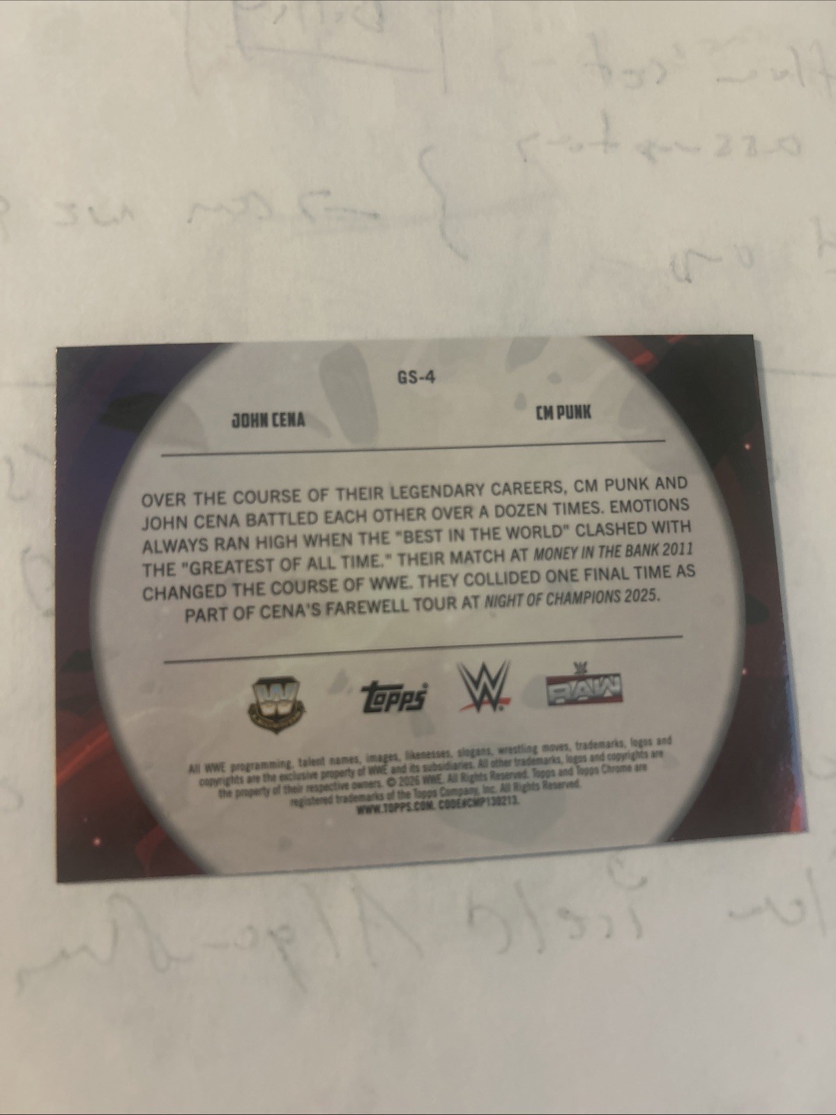 JOHN CENA/CM PUNK Galactic Showdown GS-4 2026 Topps Chrome Cosmic WWE