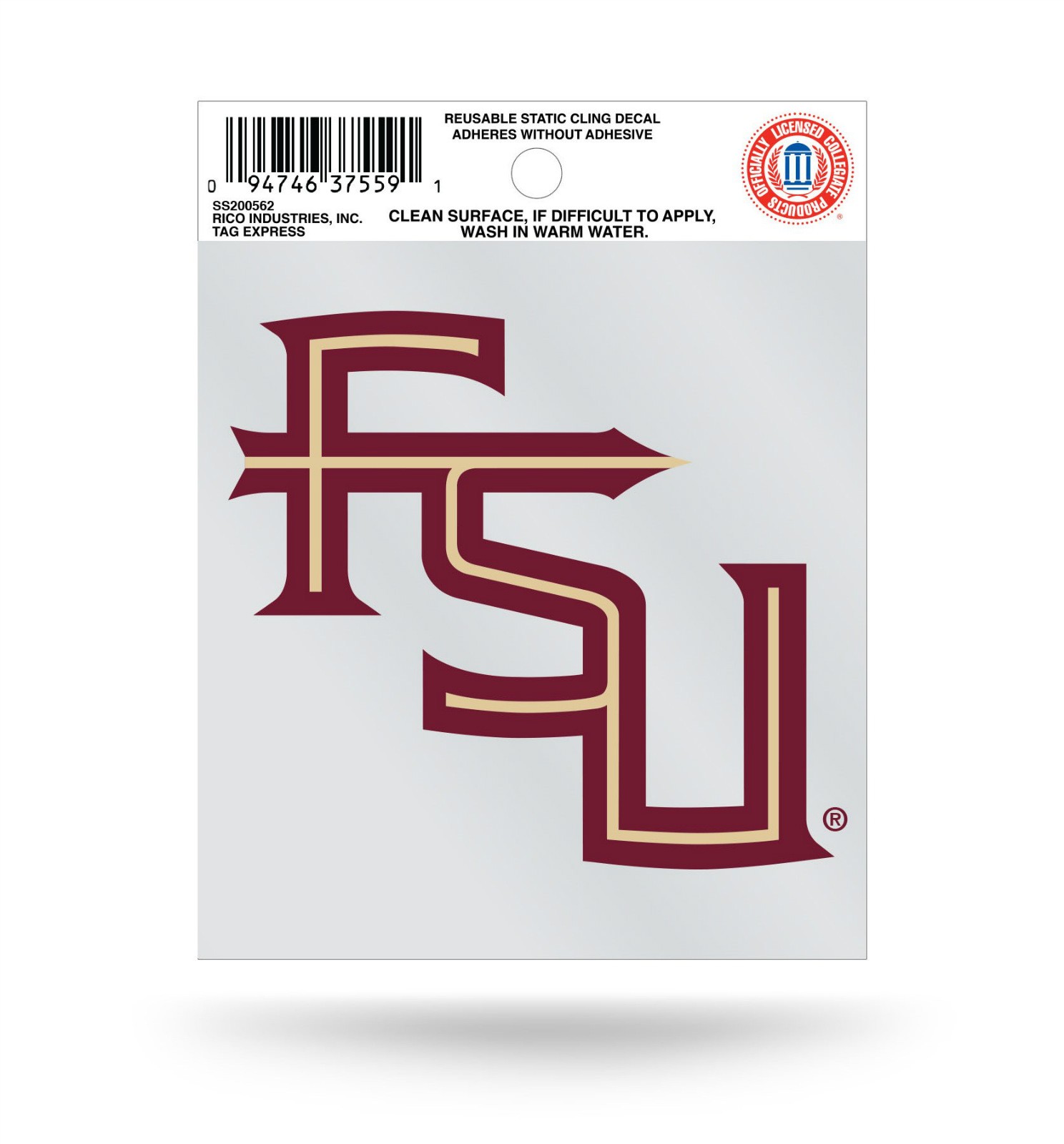 Florida State Seminoles “FSU” Static Cling Window Decal Sticker 3×4 Inches