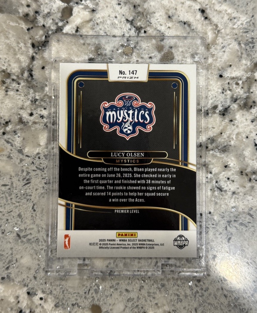 Lucy Olsen 2025 Panini WNBA Select Zebra SSP Case Hit Rookie Premier 147 Mystics