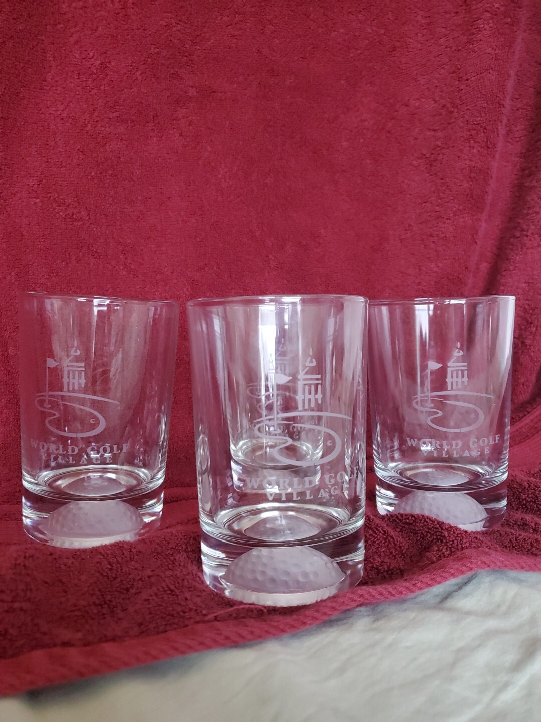 4x World Golf Village Bar Drink 3D Golf Ball Base Etched