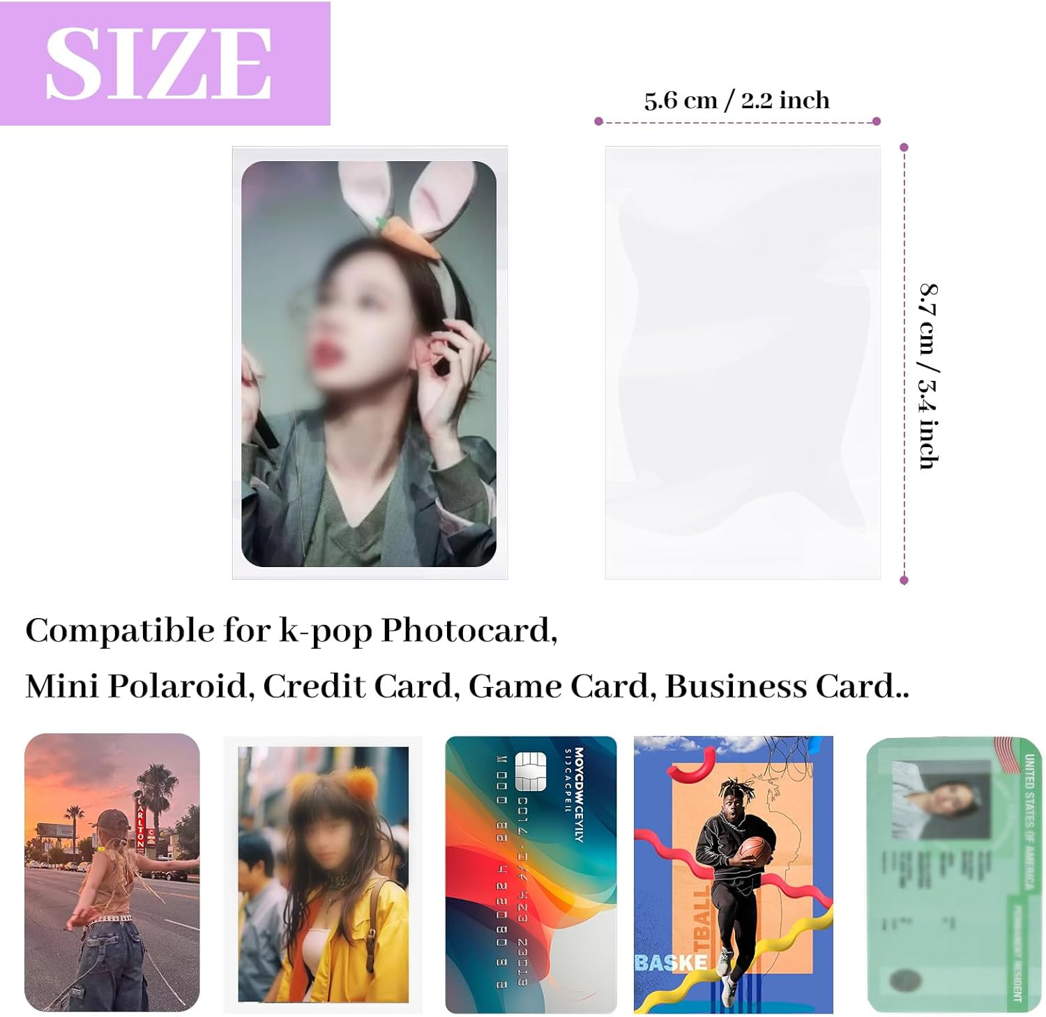 100 Pcs Photocard Sleeves, 57X88Mm Ultra Clear and Thick Sleeves Idol Photo C…
