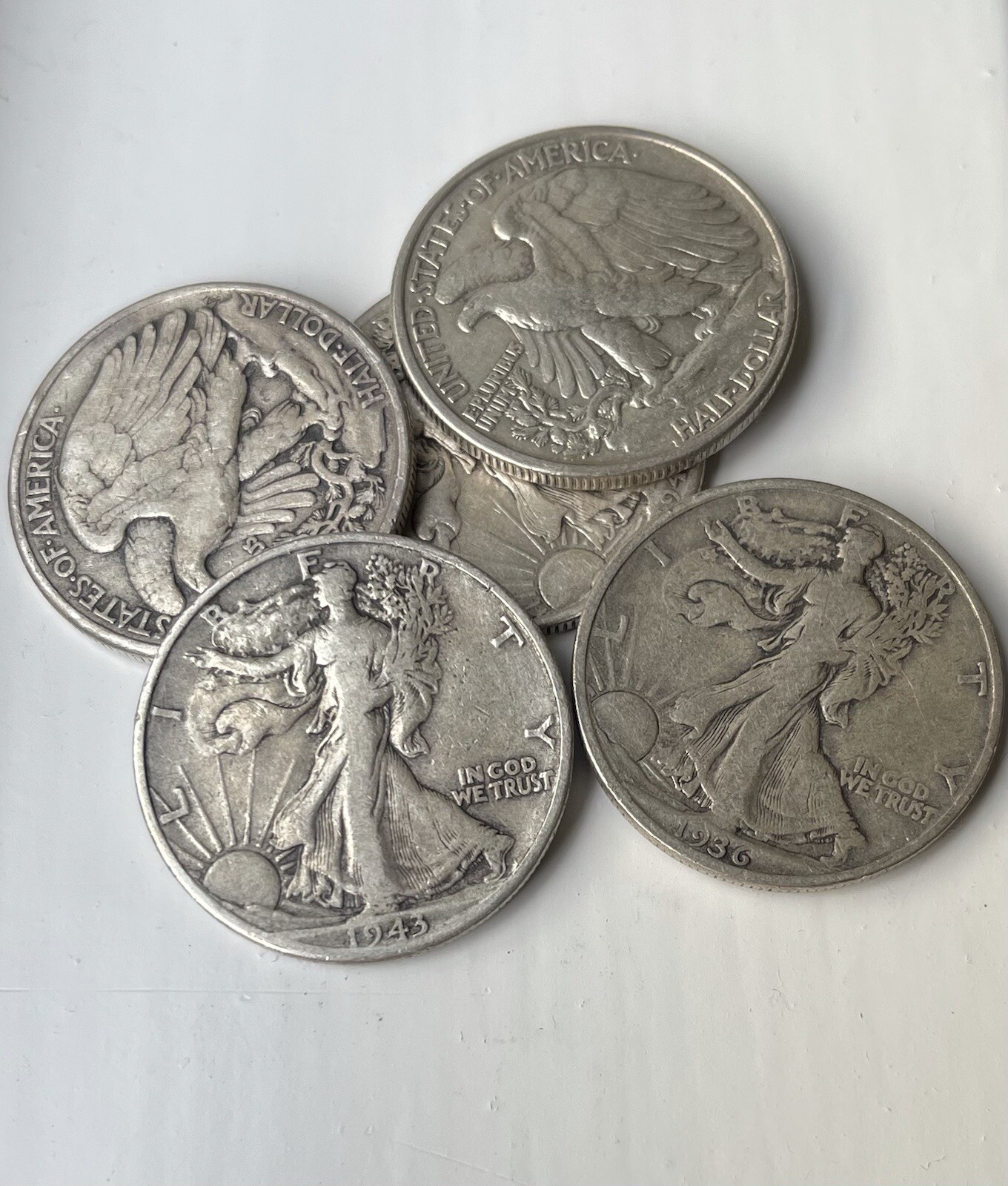 [Lot of 5] Walking +Lberty Half D0Ilar – 90% Siver – Chose How Many Lots of 5!