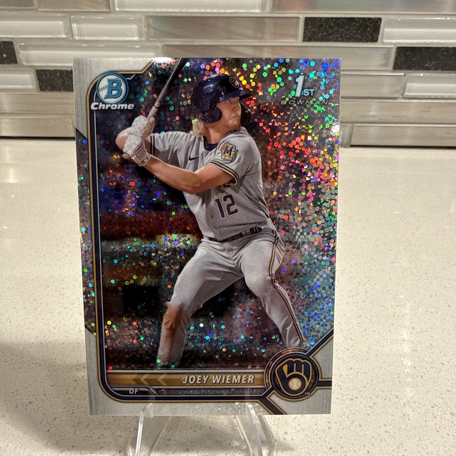 Joey Wiemer 2022 Bowman Chrome Prospects 1st Speckle 291/299 #BCP207 Brewers