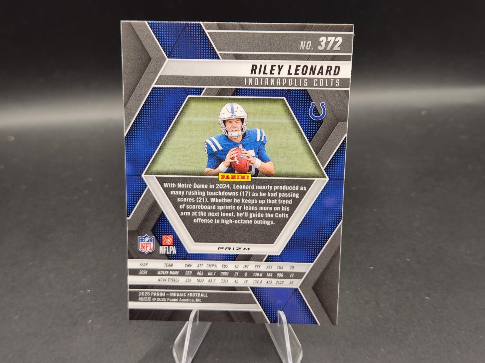 2025 Panini Mosaic Riley Leonard (RC) Green Mosaic Prizm Colts Rookie
