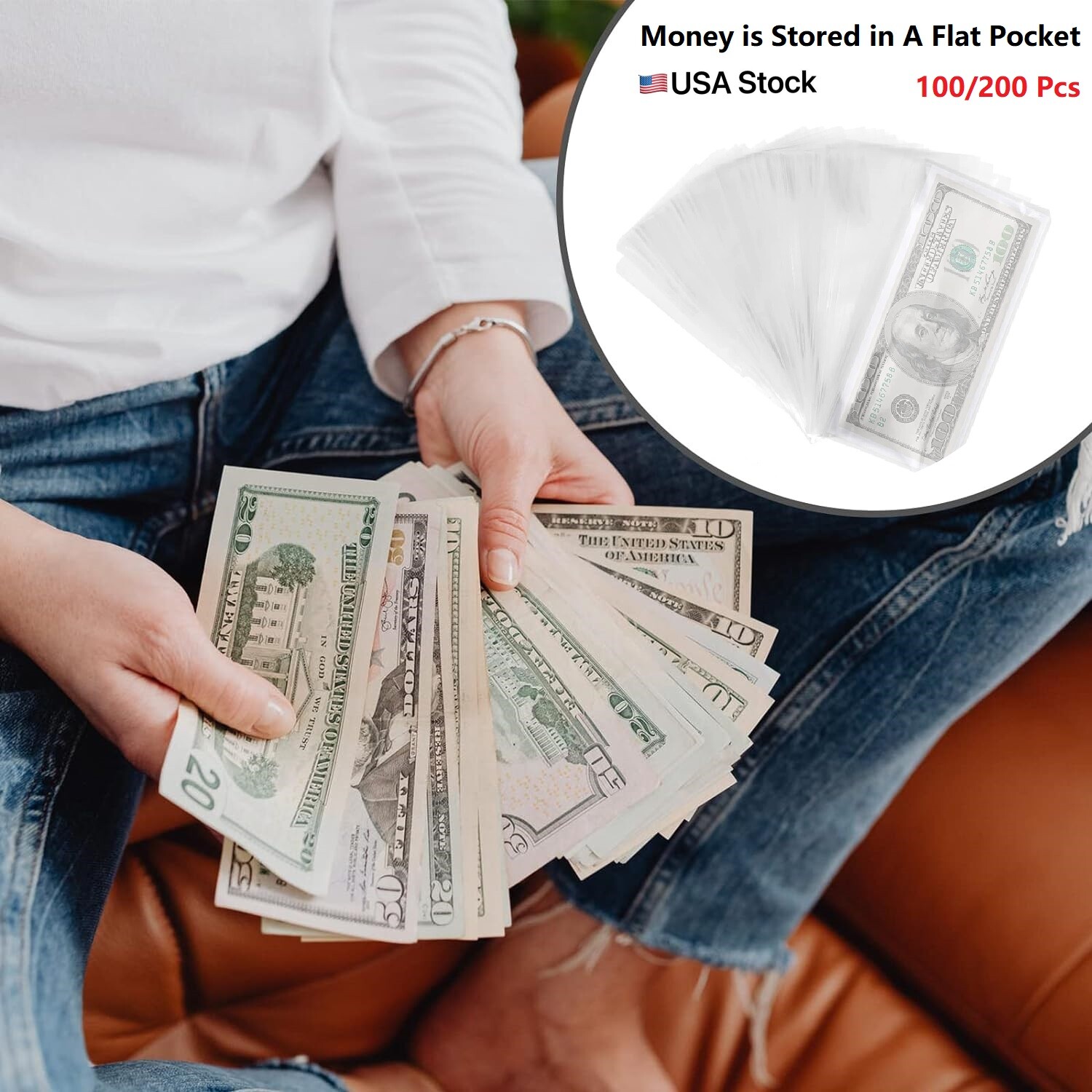 100PCS Clear Thicken Paper Money Currency Collection Sleeves Protector Case