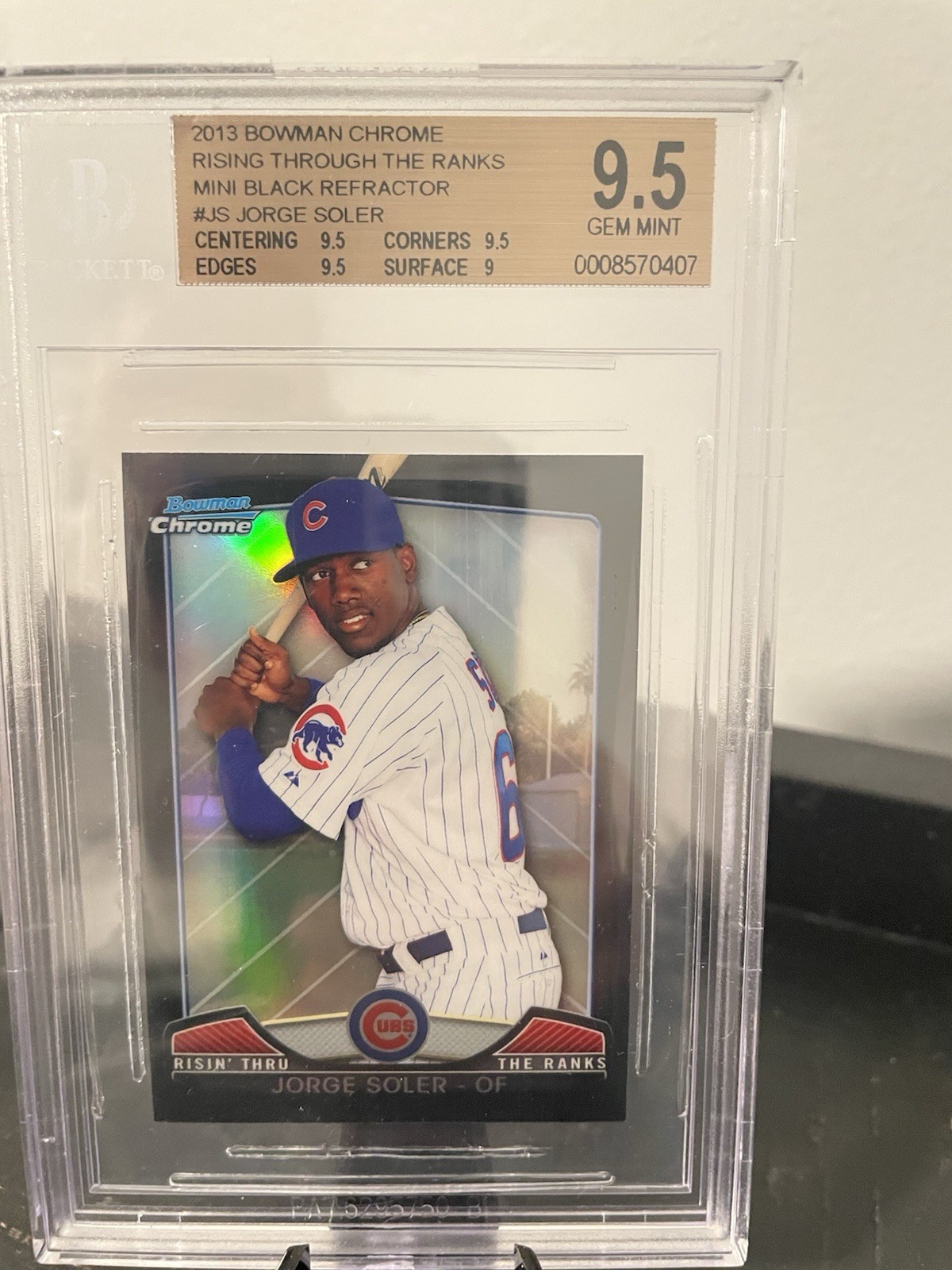 2013 Bowman Chrome 3/10 Jorge Soler Mini Black Refractor Rare RC Beckett 9.5