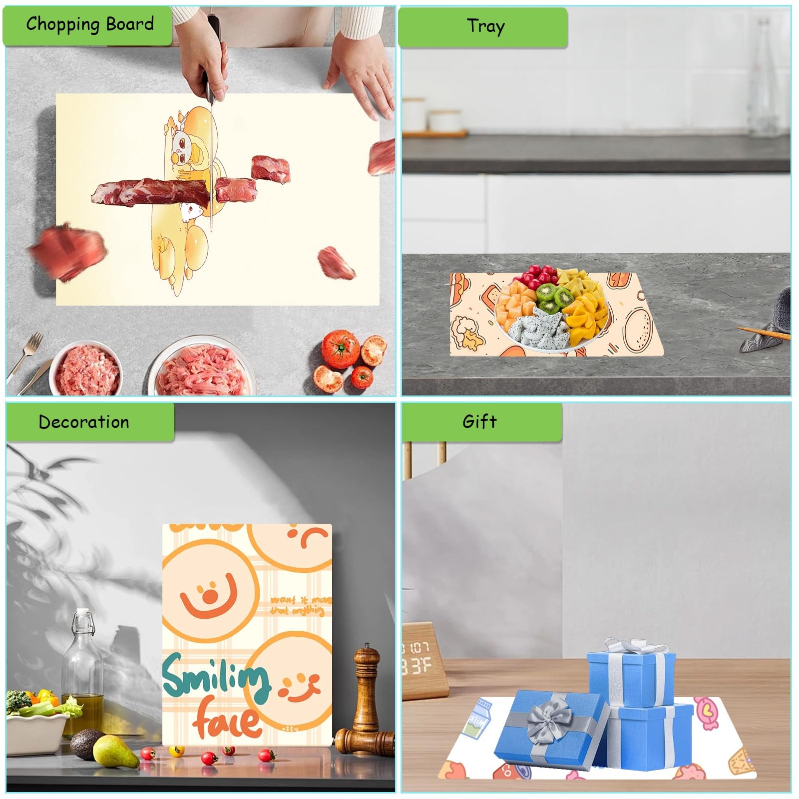 LOPYXBR 4 PCS Sublimation Cutting Board Blanks 15×11 15.1″L x 11″W, Clear