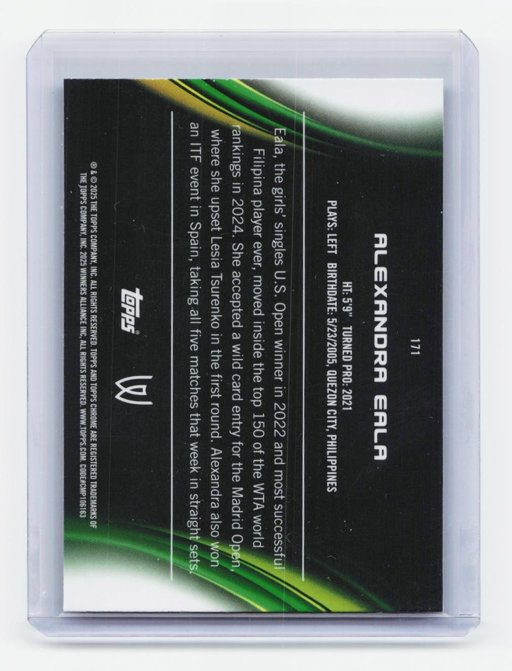 2025 Topps Chrome #171 Alexandra Eala Prism Refractor