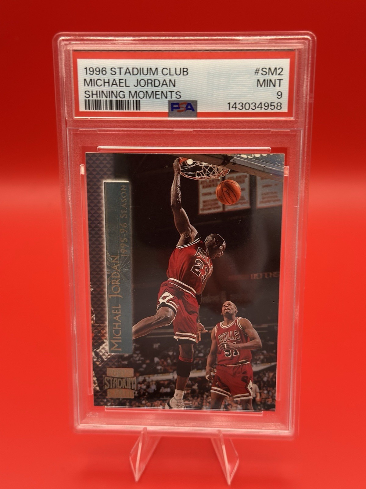 1996 Topps Stadium Club – Shining Moments Michael Jordan #SM 2 Bulls PSA 9