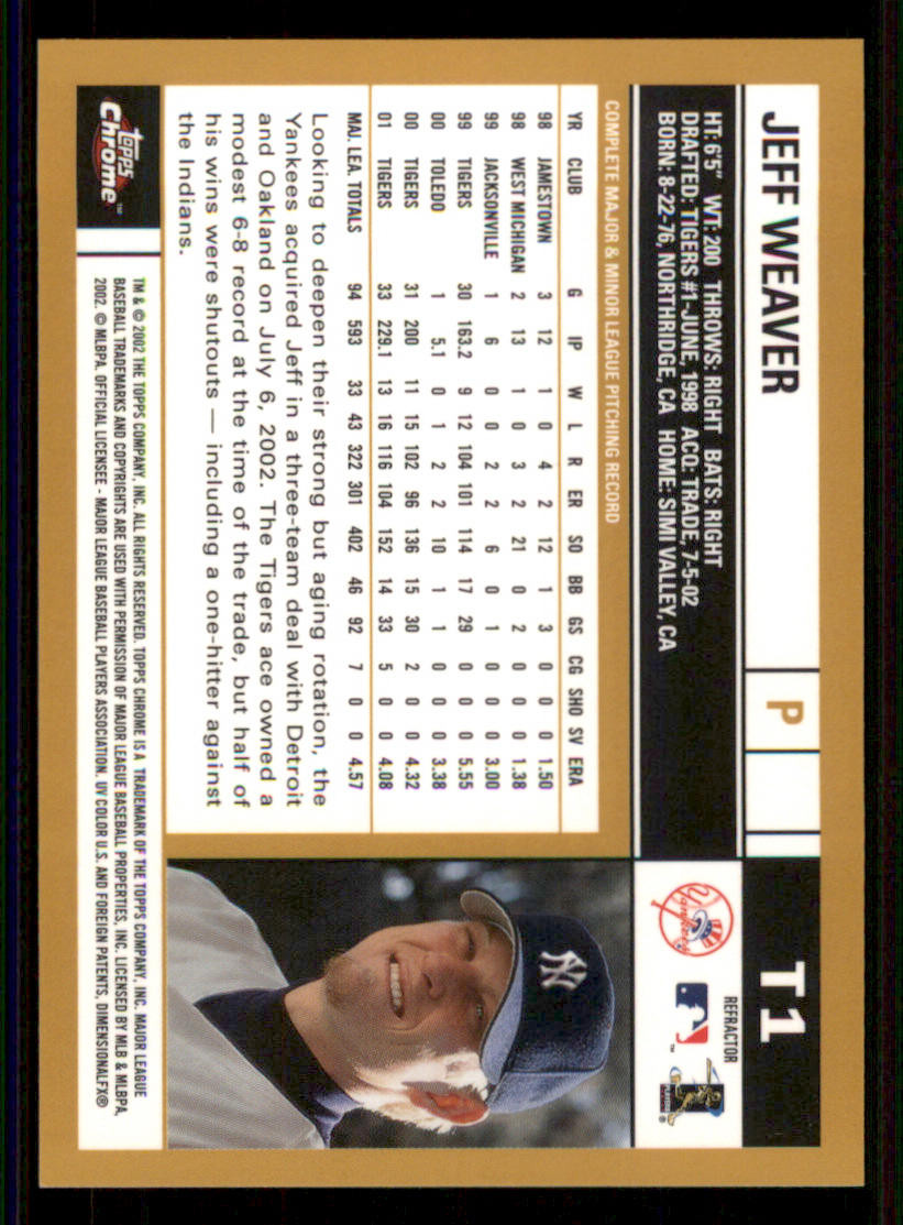 2002 Topps Chrome Traded Refractors #T1 Jeff Weaver