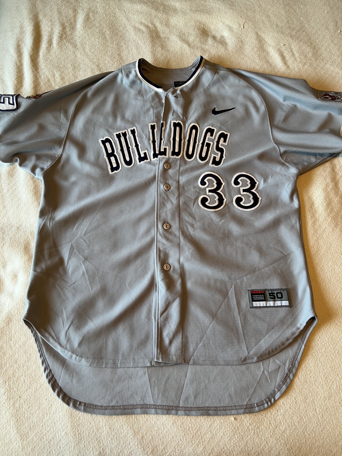Fresno State baseball jersey, 2008 NCAA champions, Bulldogs, Nike, size 50