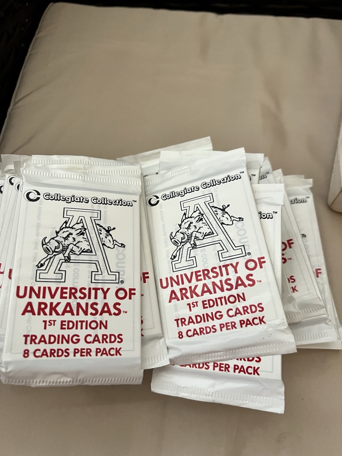 36 unopened Collegiate Collection Arkansas Razorbacks 1st Ed Pack 8 Cards: 1991