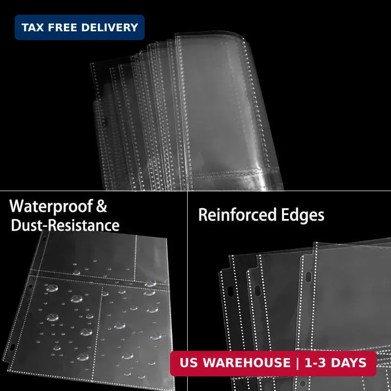 4×6 Photo Sleeves Clear for 3 Ring Binder (240 Pictures), Heavy Transparent