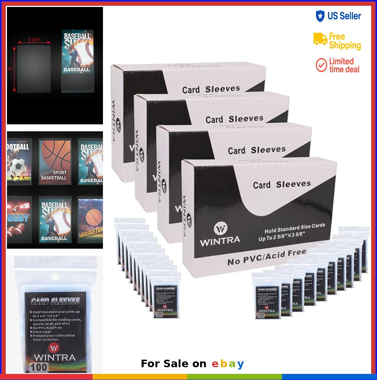 Penny Card Sleeves 2000 Count 2-5/8 x 3-5/8 Ultra Clear Soft Protectors Trading