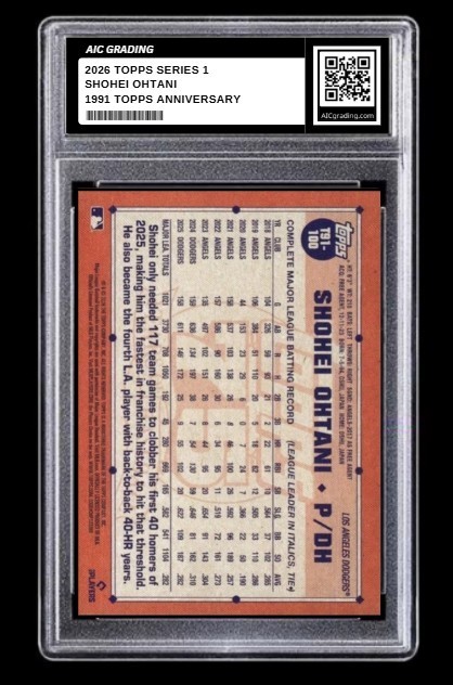 2026 Shohei Ohtani Topps Series 1 Card #T91-100 35th Anniversary Graded 10