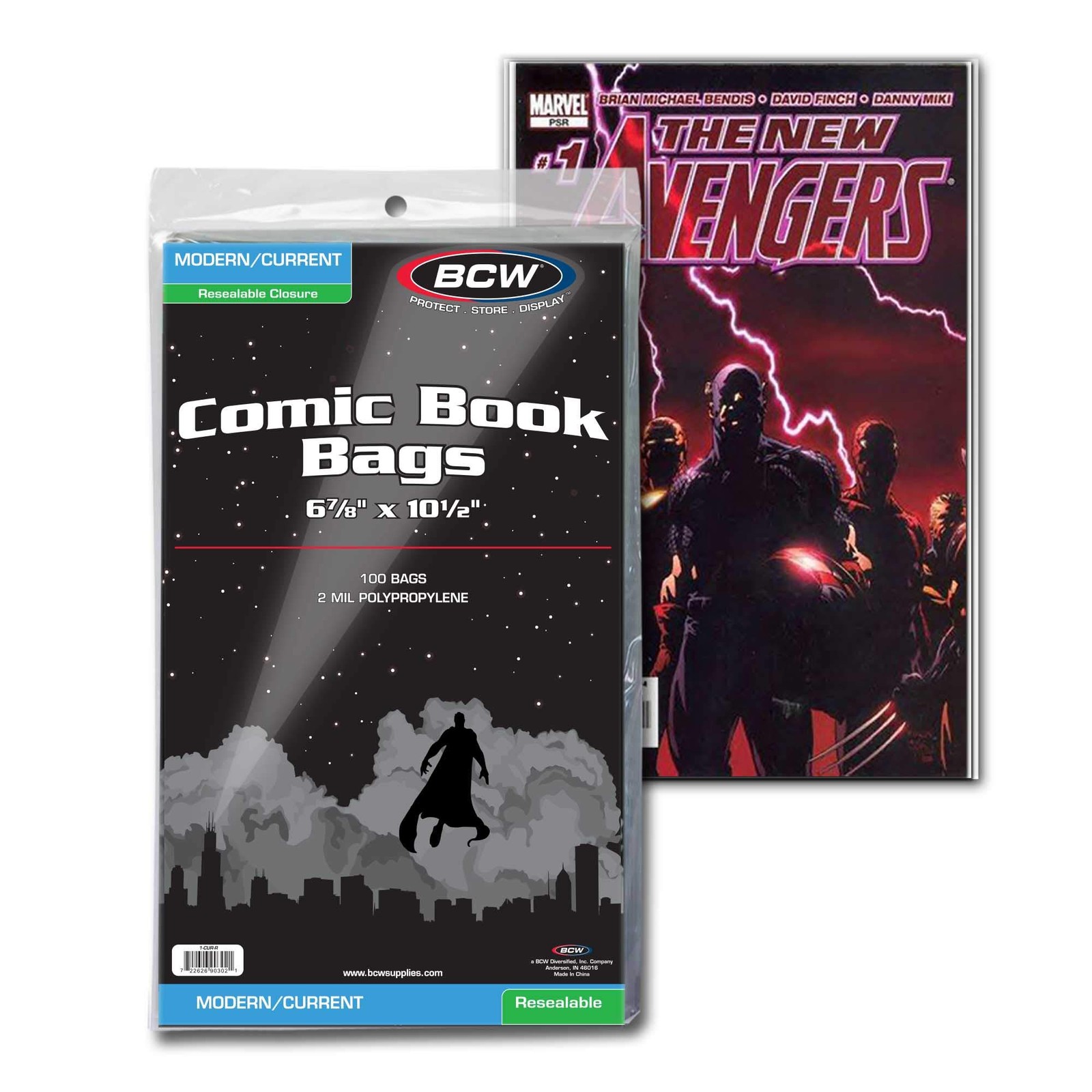 BCW Resealable Current/Modern Comic Bags – 100 100 Count ( Pack of 1), Clear