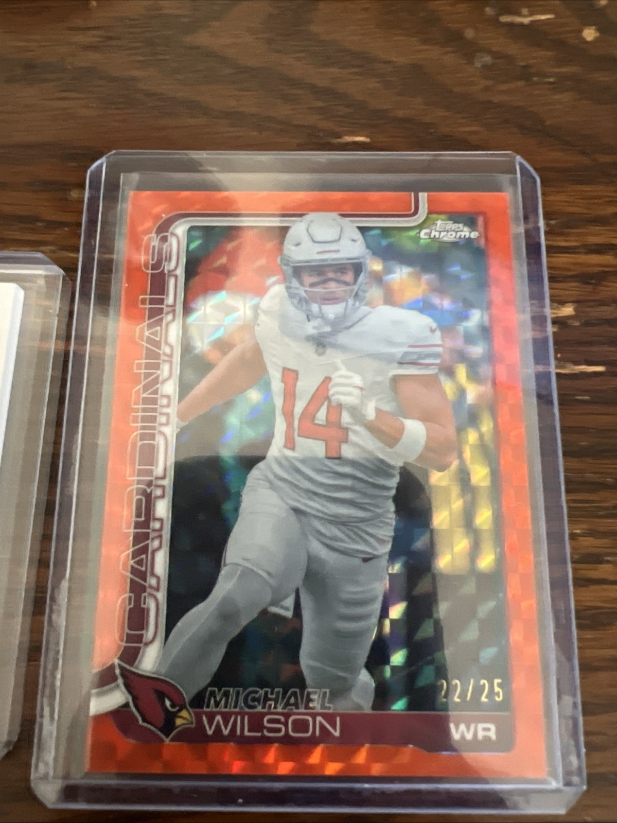 2025 Topps Chrome Football Michael Wilson Orange Wave Refractor /25 Cardinals
