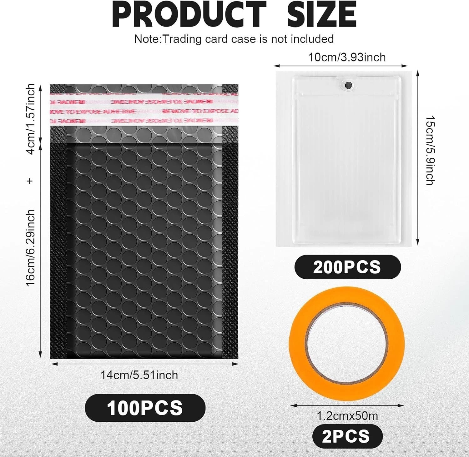 302 Pcs Trading Card Mailer Set Protectors Bubble Envelopes Plastic Inserts Tape