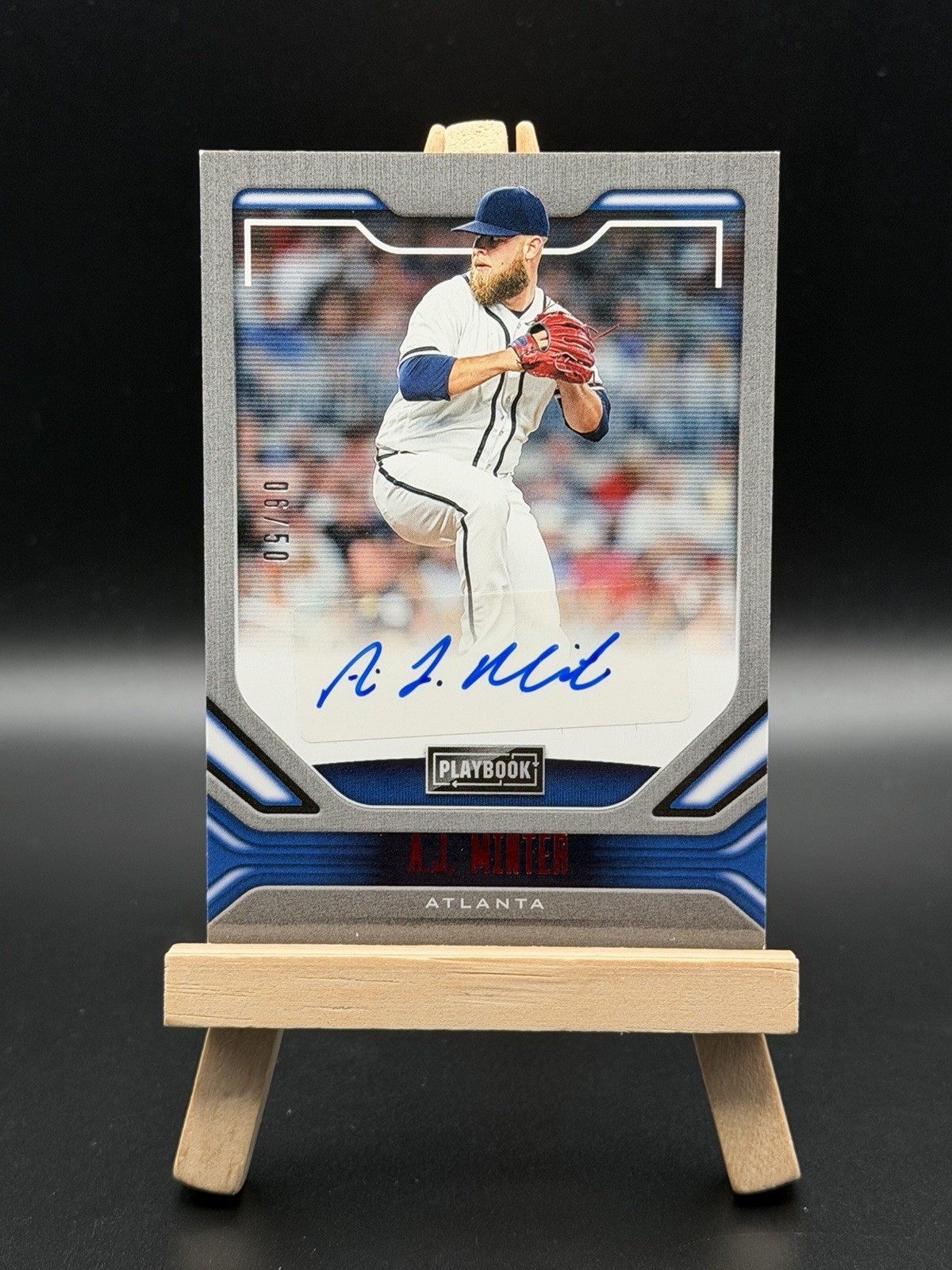 A.J. Minter 2020 Panini Playbook /50 Red Auto Atlanta Braves PA-AJ