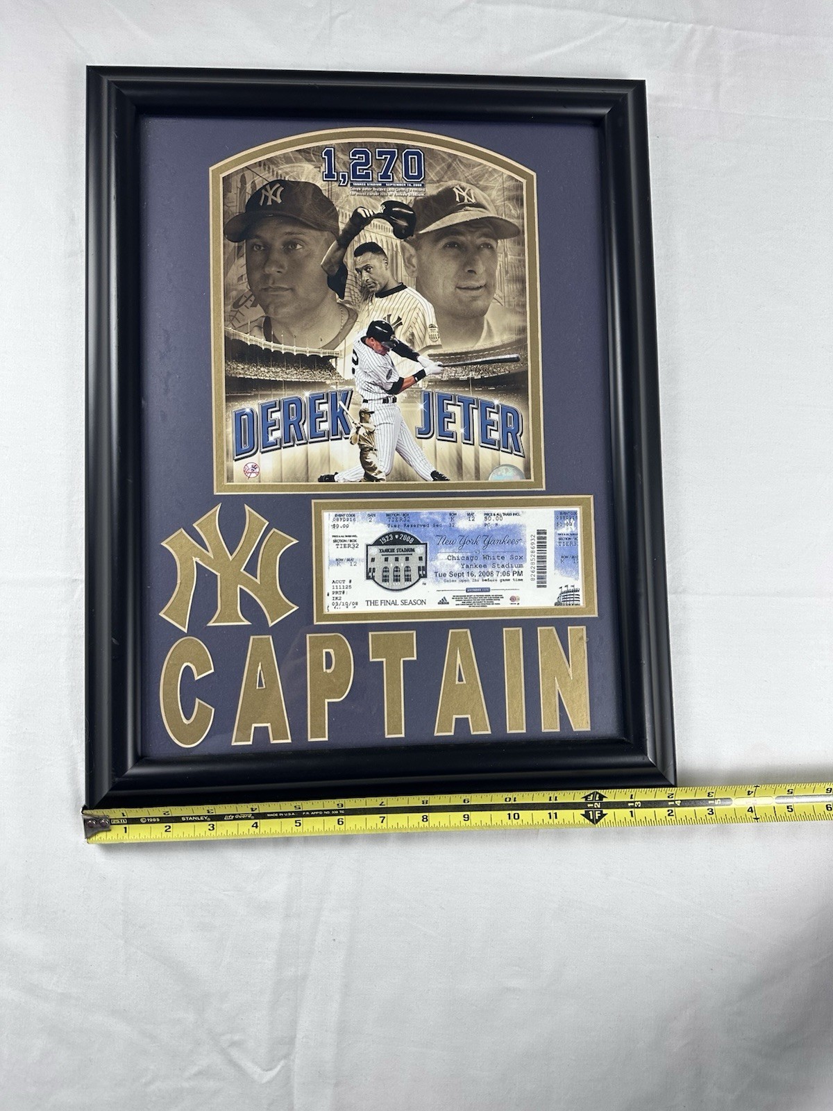 Derek Jeter 1,270 Most Hits In Yankee Stadium Framed Picture And Ticket 2008