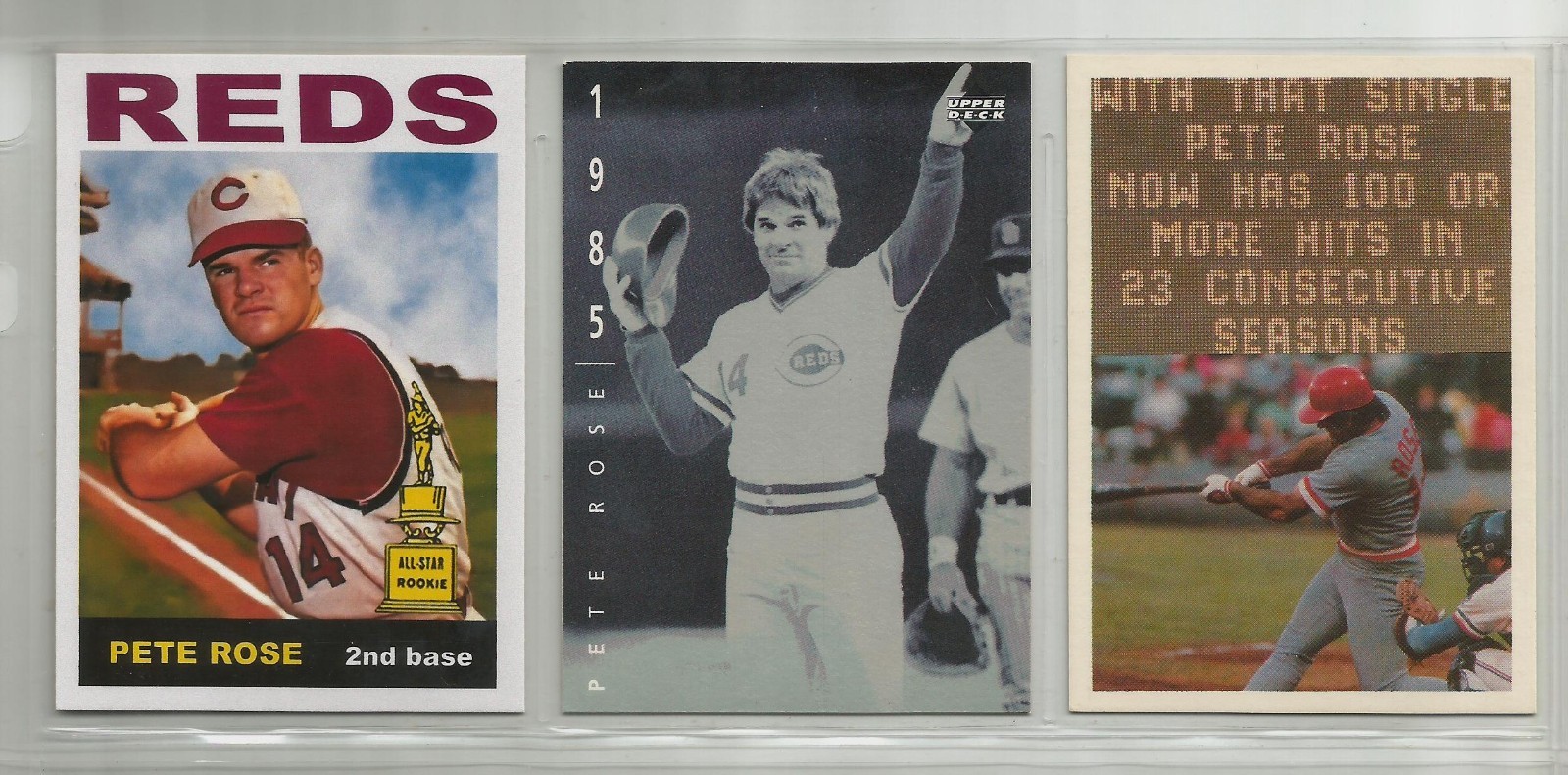 Pete Rose Reds Card Lot (3) 1990’s-2020’s