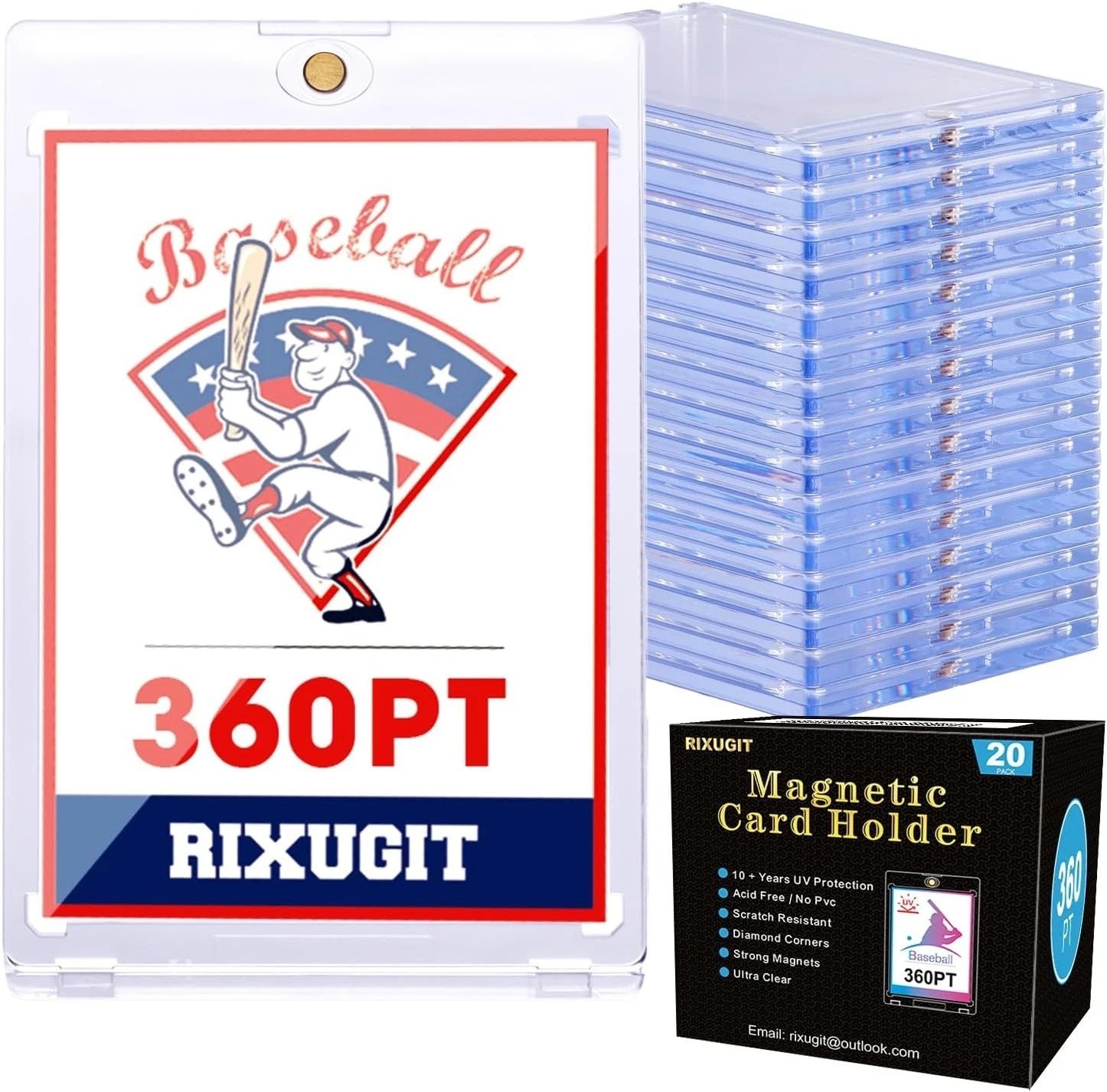 20ct Magnetic Card Holders – 360pt UV Shield, Secure One-Touch Trading Card Case