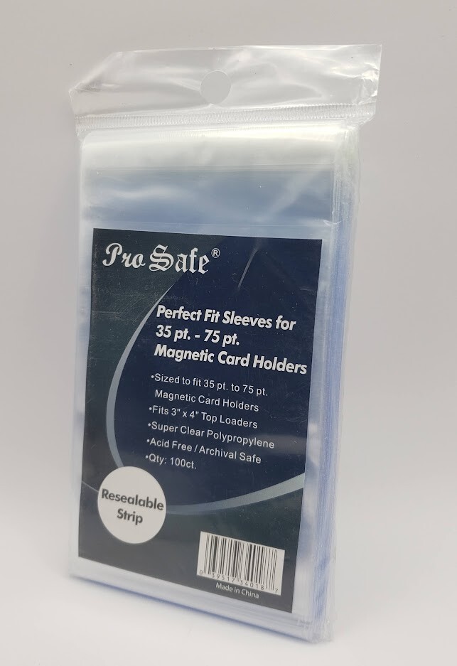(100-Pack) Pro Safe Resealable Perfect Fit Sleeves – Magnetic Card Holder Size