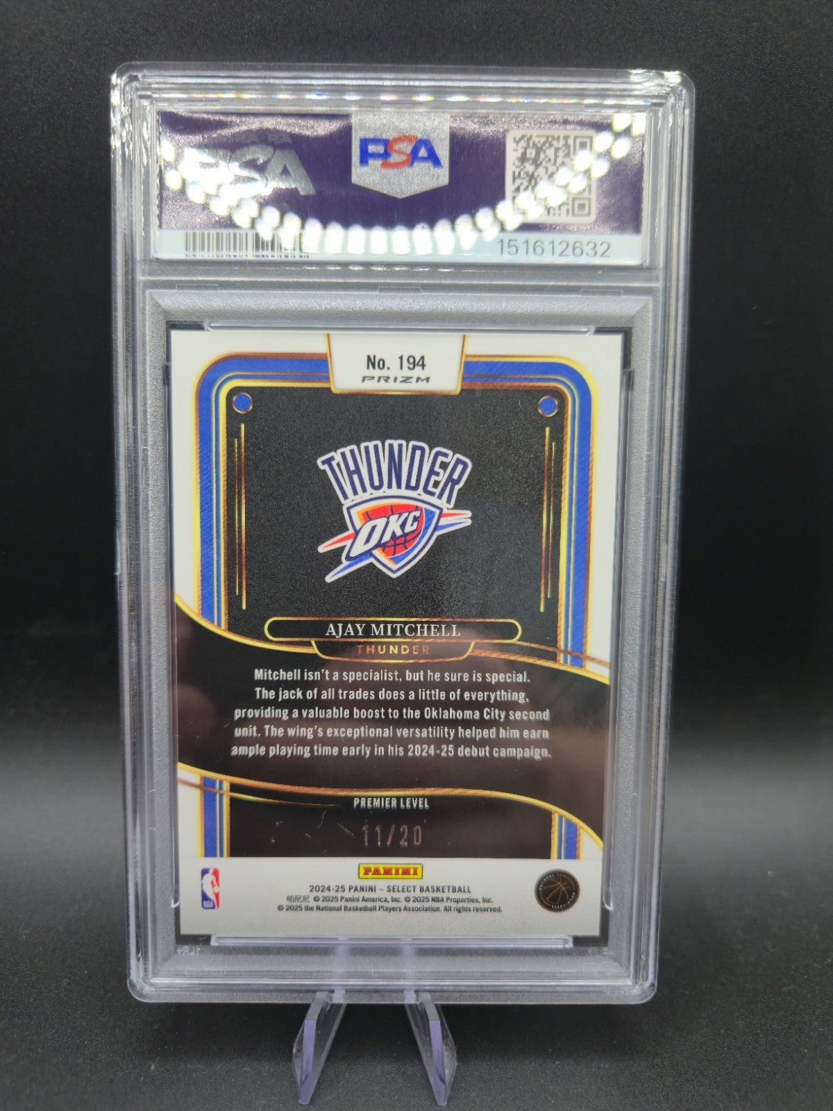 2024-25 Panini Select – Ajay Mitchell Rookie Red Mojo Prizm /20 PSA 10