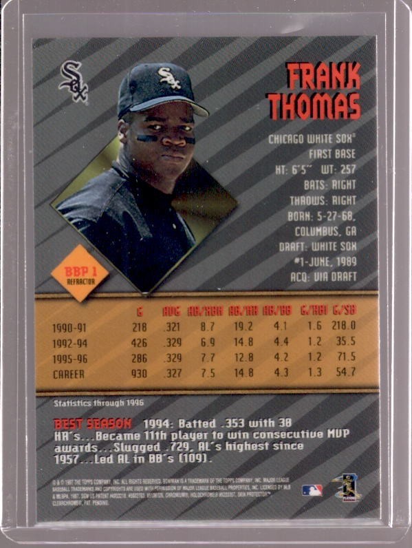 FRANK THOMAS 1997 Bowman Bowman’s Best Preview #BBP1 Refractor Qty