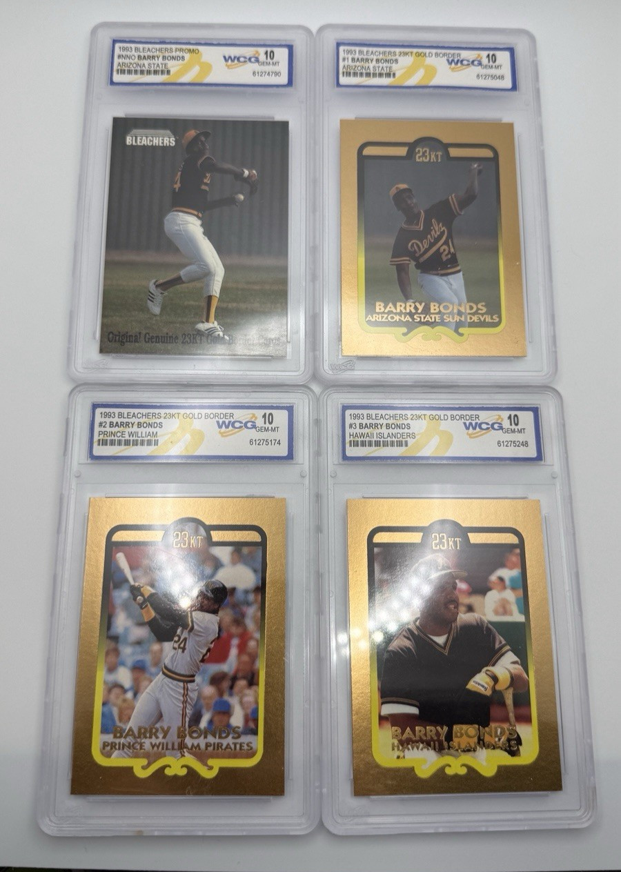 BARRY BONDS 1993 Bleachers 23KT Gold Border Full Set of 4 – WCG 10 (Gem Mint)