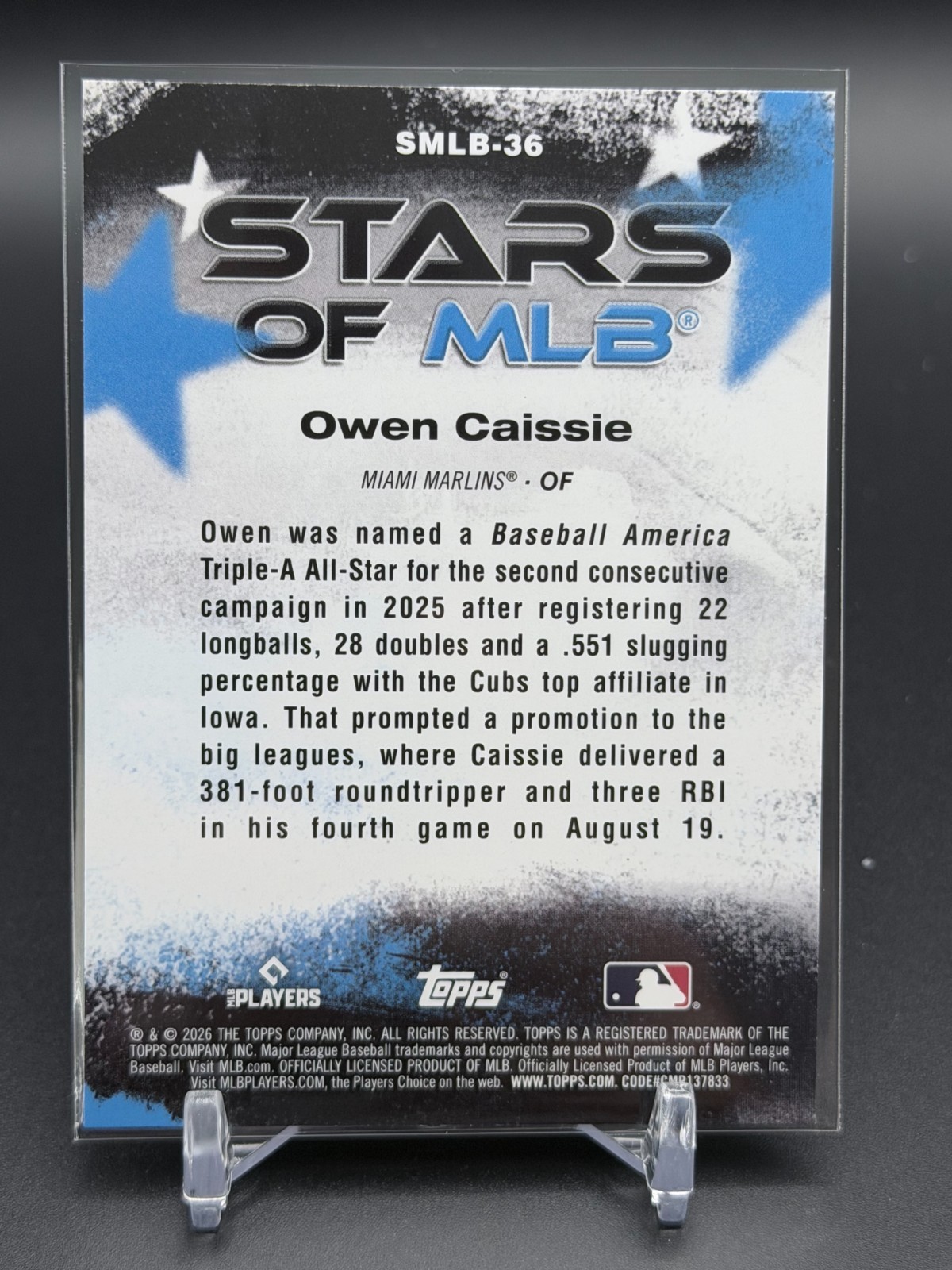 2026 Topps Series 2 STARS OF MLB Owen Caissie ROOKIE #SMLB-36 – Miami Marlins