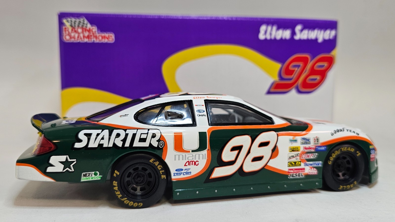 #98 1/24 UNIVERSITY OF MIAMI NASCAR BUSCH SERIES FORD TAURUS RACED AT HOMESTEAD